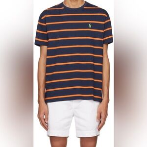 2/40$ Men’s Polo Ralph Lauren Navy & Orange‎ Striped T-Shirt size medium
